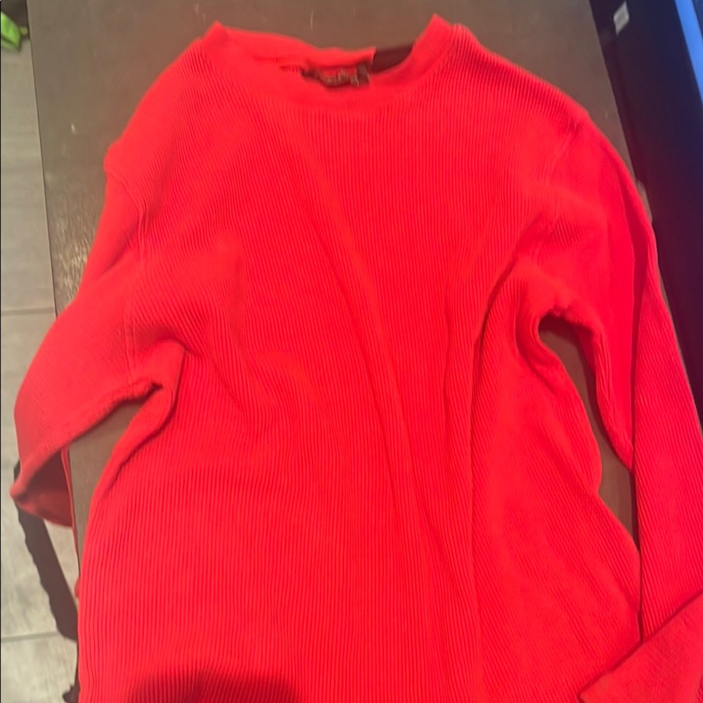 Vibrant Red Ribbed Sweater